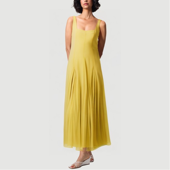 Yellow thin strapless collarless long dress - Image 6