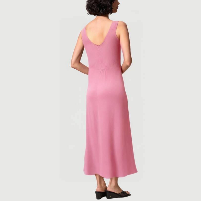 Pink Thin Strap Zipper Back Maxi Dress - Image 3