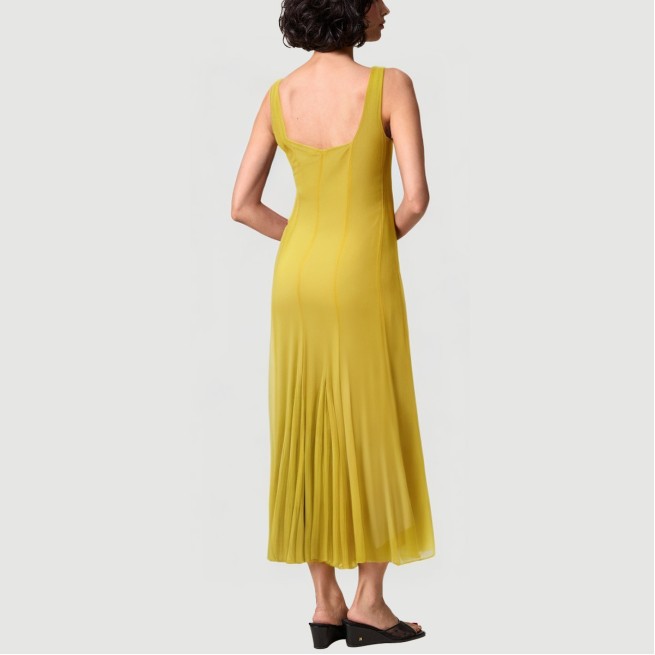 Yellow thin strapless collarless long dress - Image 4