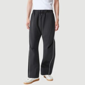 Contrasting color knee pleated track pants