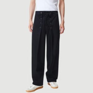 Washed straight wide-leg casual trousers