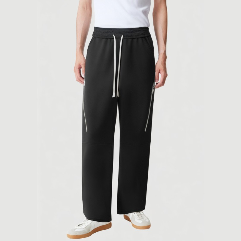 Straight-leg drawstring zipper fashion sports pants