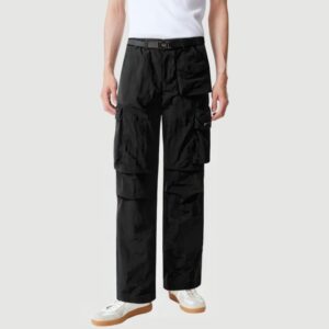 Pleated paratrooper-style loose trousers