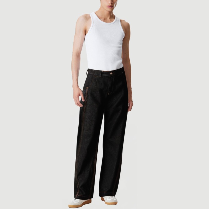 Spliced Machete Denim Wide-Leg Pants - Image 5