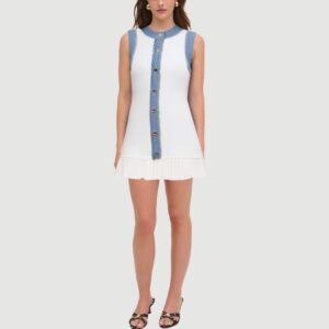 Sleeveless Denim Patchwork Mini Dress