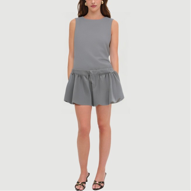 Grey Sailor Crew Neck Sleeveless Mini Dress - Image 2