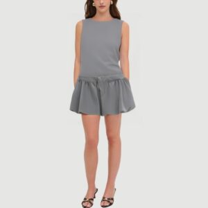 Grey Sailor Crew Neck Sleeveless Mini Dress