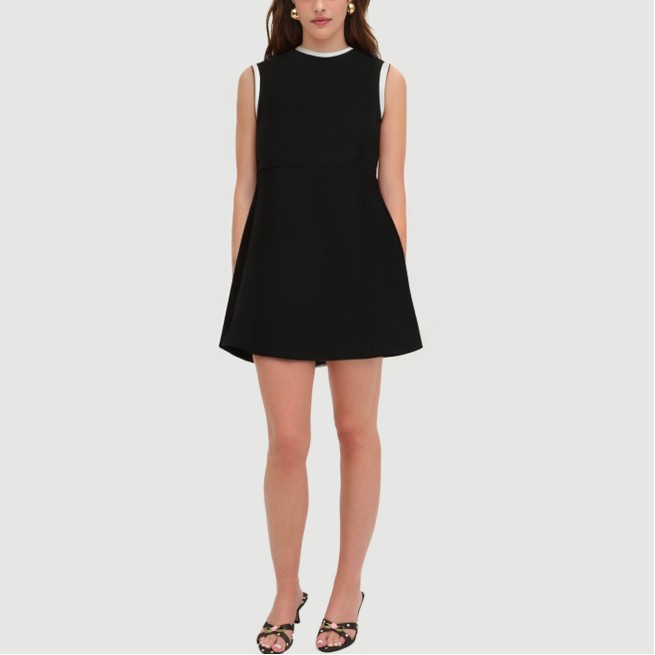 Black Sailor Crew Neck Sleeveless Dress - Image 2