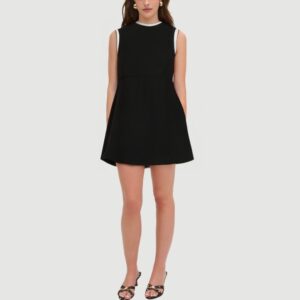Black Sailor Crew Neck Sleeveless Dress
