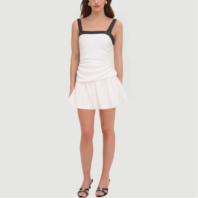 White thin strap casual mini slip skirt - Image 2