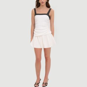 White thin strap casual mini slip skirt
