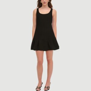 Black thin strap zipper casual mini slip skirt