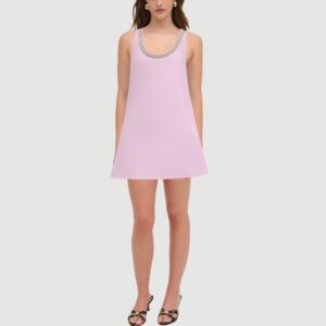 Pink Beaded Sailor Crew Neck Dress