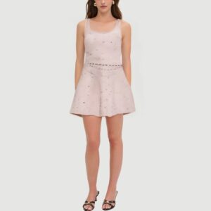 Elegant rhinestone embellished U-neck dress