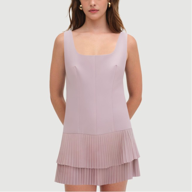 Retro square neck sleeveless pleated skirt - Image 6