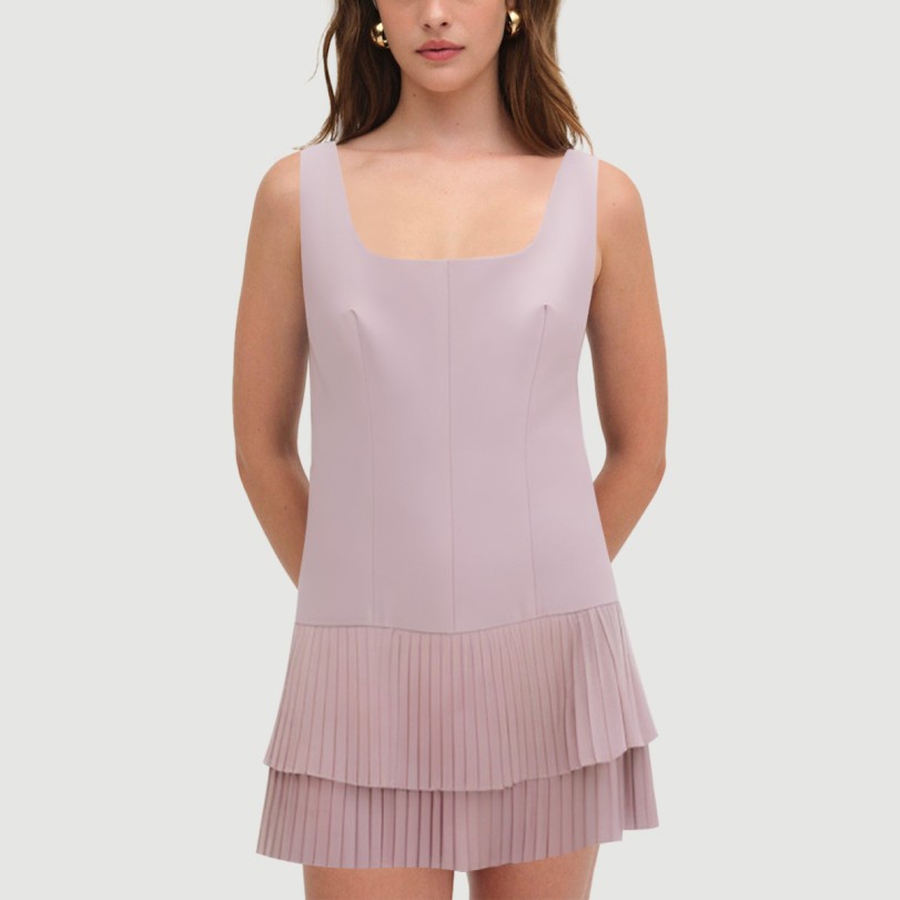 Retro square neck sleeveless pleated skirt - Image 5