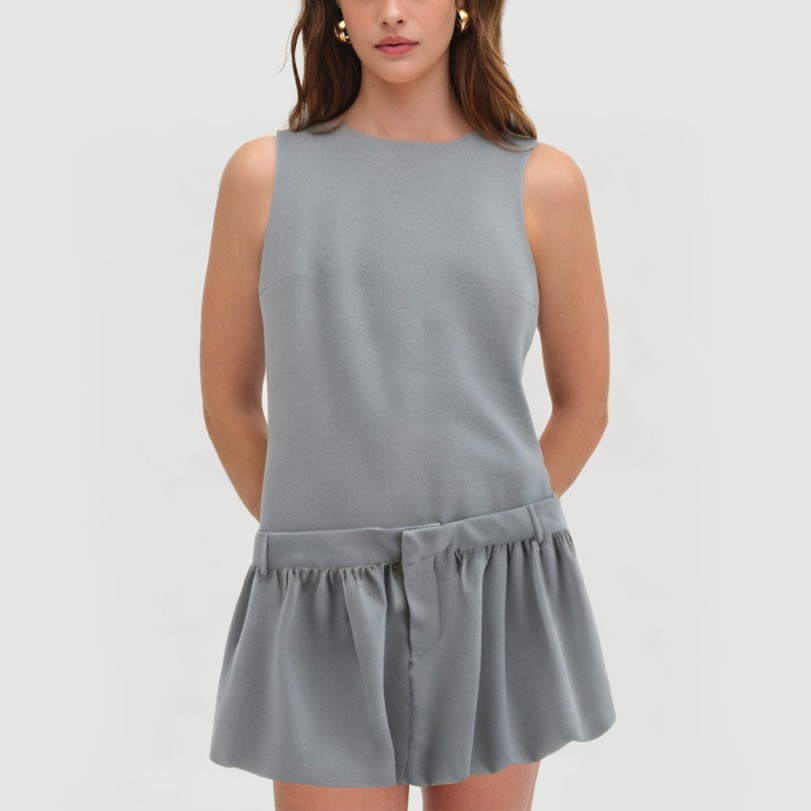Grey Sailor Crew Neck Sleeveless Mini Dress - Image 5