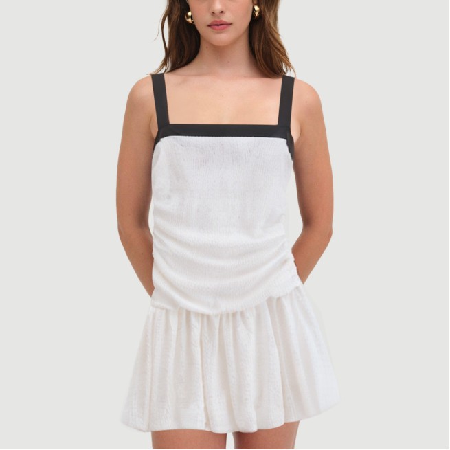 White thin strap casual mini slip skirt - Image 6