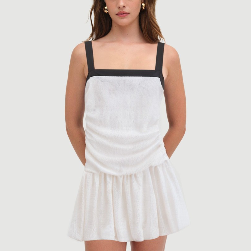 White thin strap casual mini slip skirt - Image 5