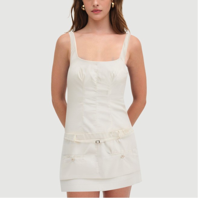 Beige thin strap belt skirt - Image 6