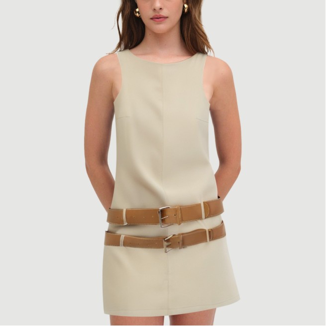 Khaki Sailor Crew Neck Dress - Image 6