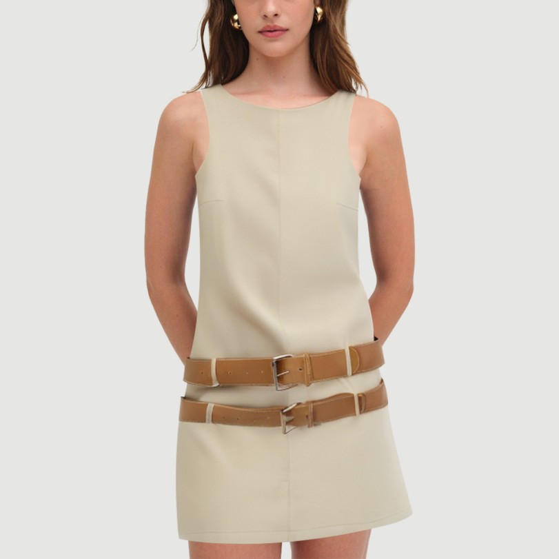 Khaki Sailor Crew Neck Dress - Image 5