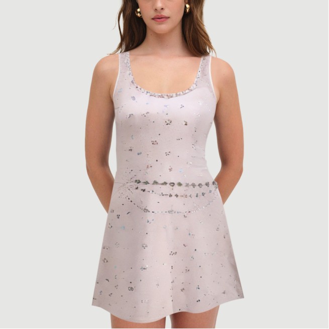 Elegant rhinestone embellished U-neck dress - Image 6