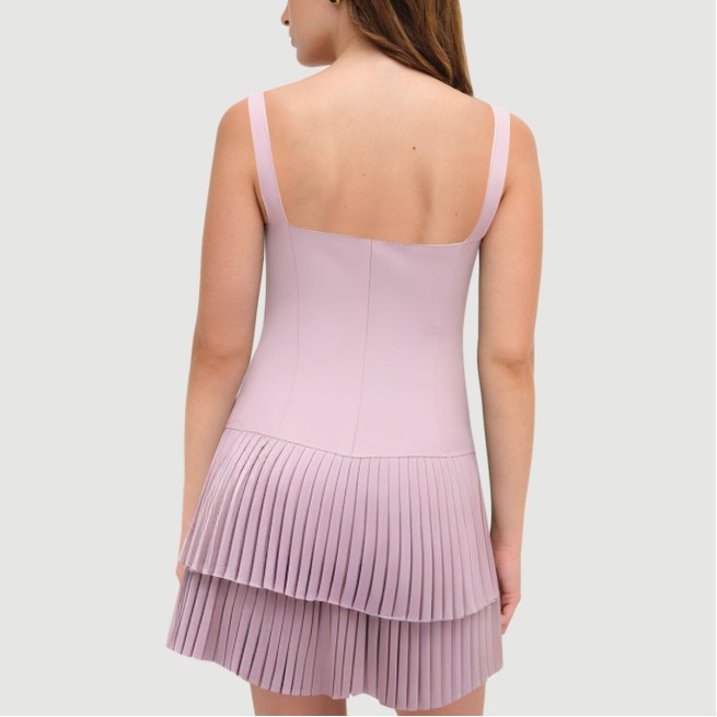 Retro square neck sleeveless pleated skirt - Image 4