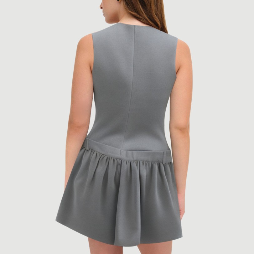 Grey Sailor Crew Neck Sleeveless Mini Dress - Image 3