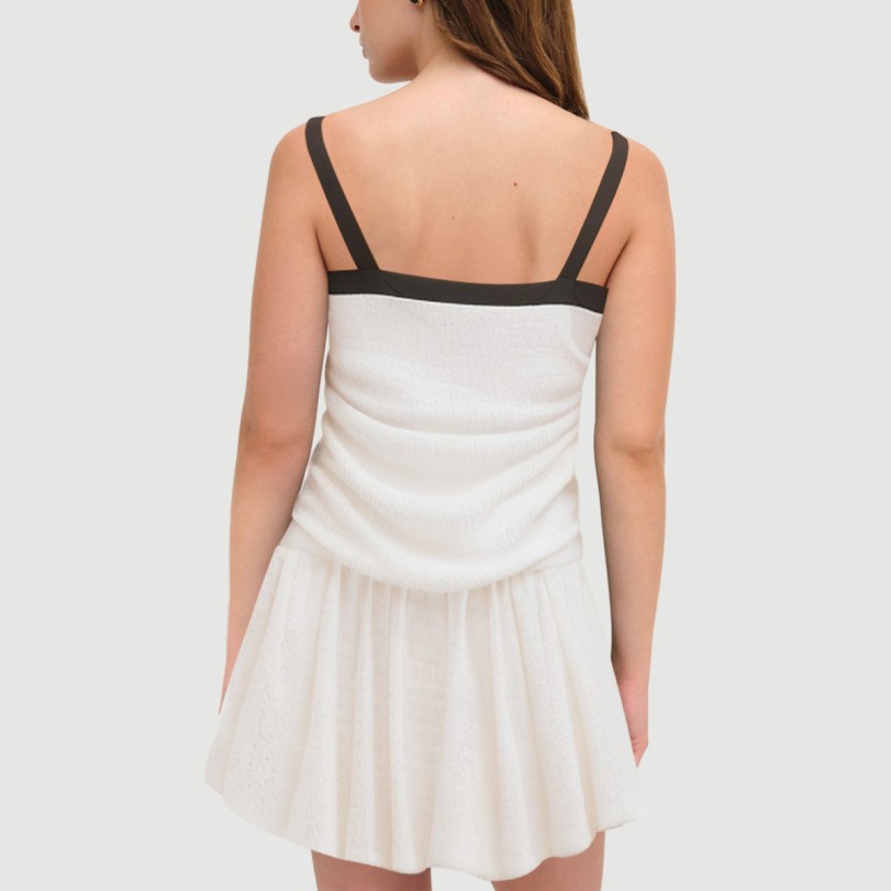 White thin strap casual mini slip skirt - Image 3