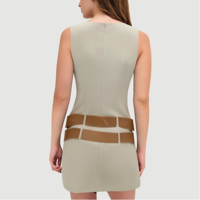 Khaki Sailor Crew Neck Dress - Image 4