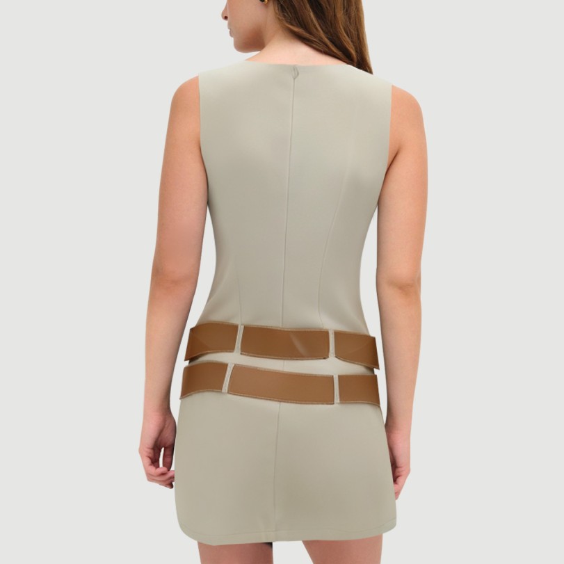 Khaki Sailor Crew Neck Dress - Image 3