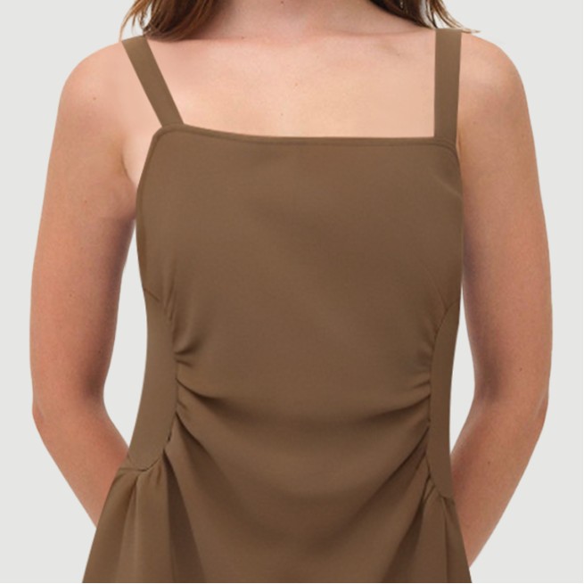 Solid color side pleated spaghetti strap skirt - Image 8